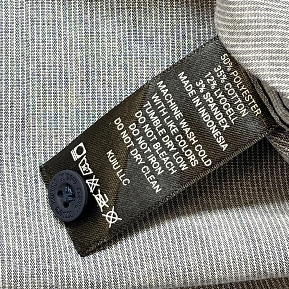 Kuiu Basin Short-Sleeve Button-Down Shirt Mens Grey Micro Stripe Medium - Picture 9 of 10